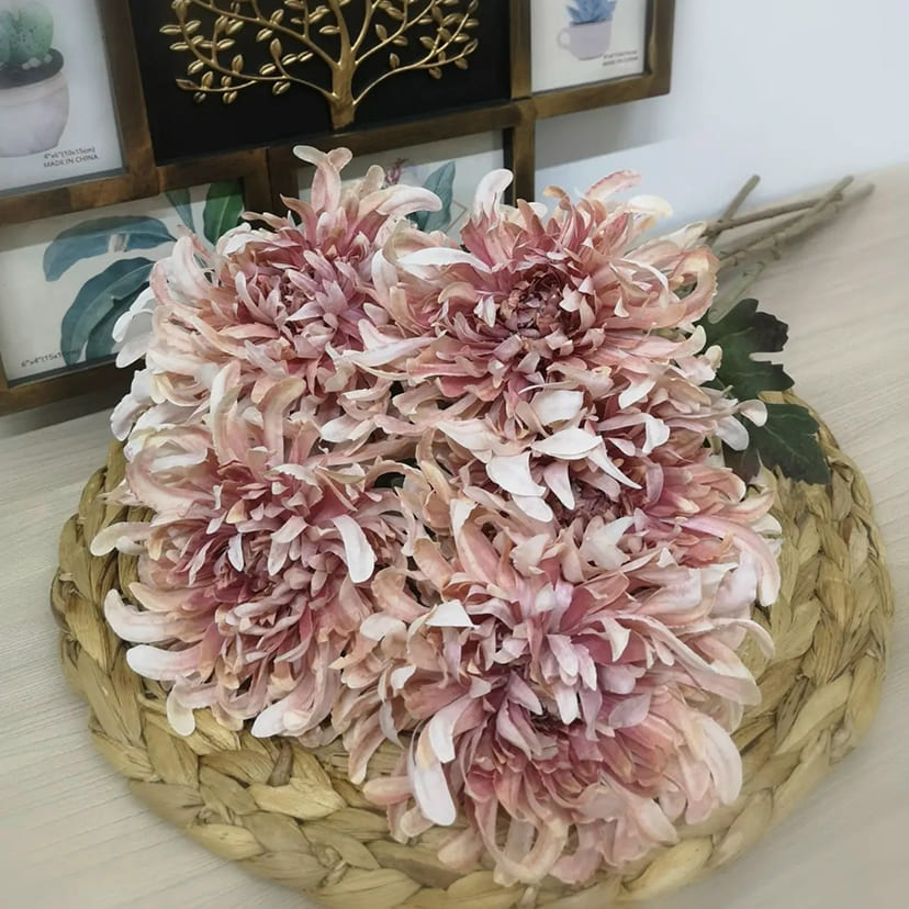 Искусственные цветы в Сызрани | Цветок искусственный «Хризантема», персиково-розовая, одиночный