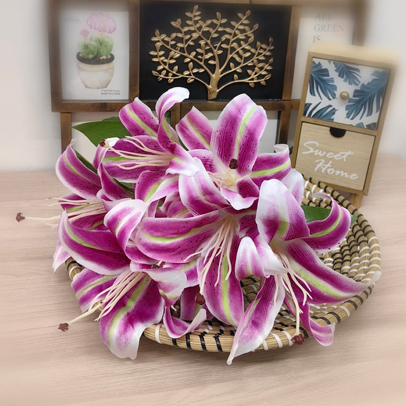 Искусственные цветы в Сызрани | Цветы искусственные «Лилии крупные», розово-сиреневые, букет