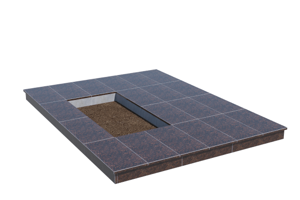 Площадки на могилу в&nbsp;Сызрани | Площадка с вертикальной (10 см) облицовкой Дымовским гранитом (под цветник)