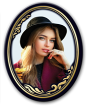 Фото на металлокерамике (фотокерамика) | Портрет на керамике в золотых рамках Овал цветной