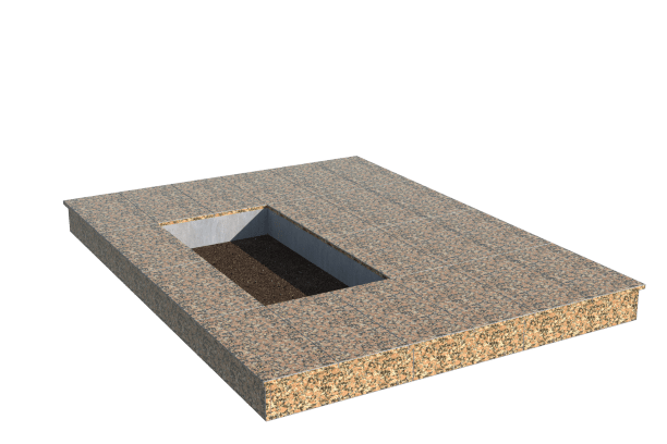 Площадки на могилу в&nbsp;Сызрани | Площадка с вертикальной (15 см) облицовкой Южно-султаевским гранитом (под цветник)