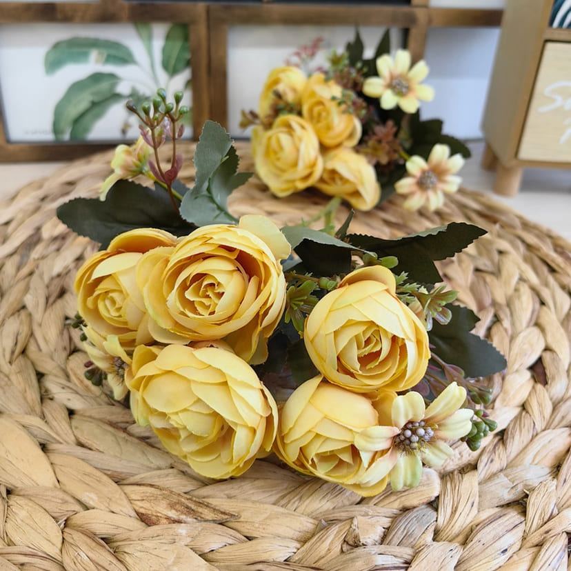 Искусственные цветы в Сызрани | Цветы искусственные «Камелии с мелкоцветом», желтые, букет