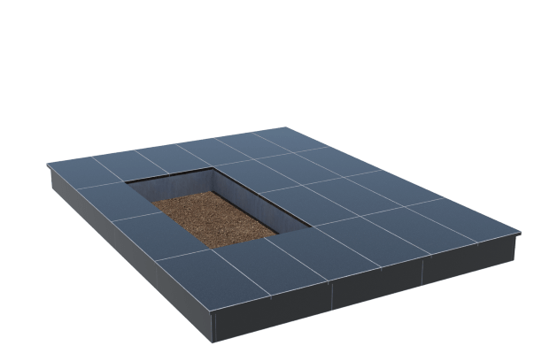 Площадки на могилу в&nbsp;Сызрани | Площадка с вертикальной (15 см) облицовкой гранитом Габбро (под цветник)