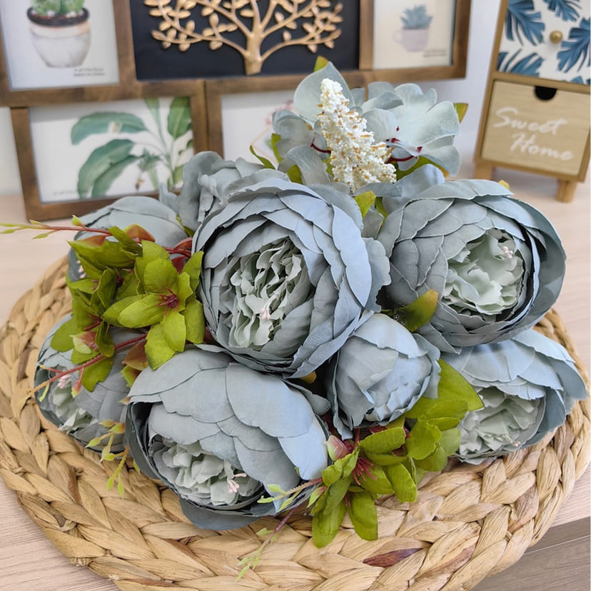 Искусственные цветы в Сызрани | Цветы искусственные «Пионы», серо-голубые, букет