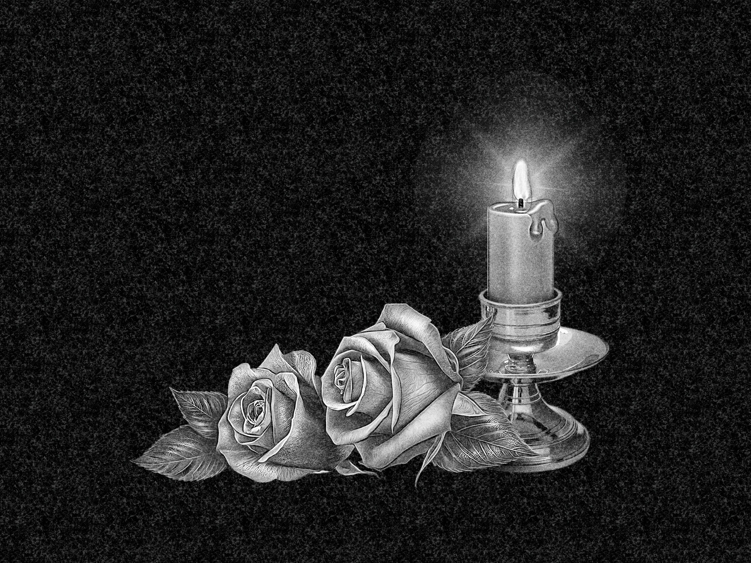 Цветы | Рисунок розы и свеча, ЦВ-038