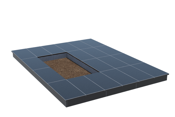 Площадки на могилу в&nbsp;Сызрани | Площадка с вертикальной (10 см) облицовкой гранитом Габбро (под цветник)